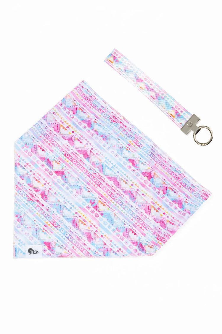 Pink and Blue Tribal Dog Bandana & Matching Keychain-0